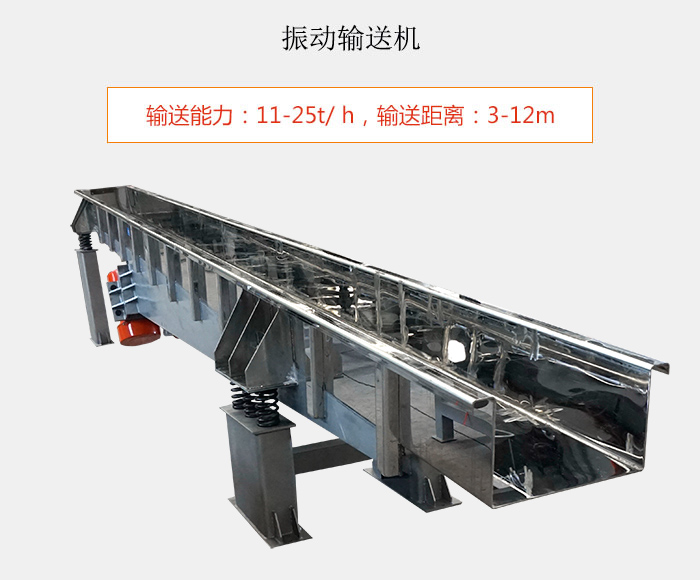 振動(dòng)輸送機(jī)：輸送能力：11-25t/ h，輸送距離：3-12m